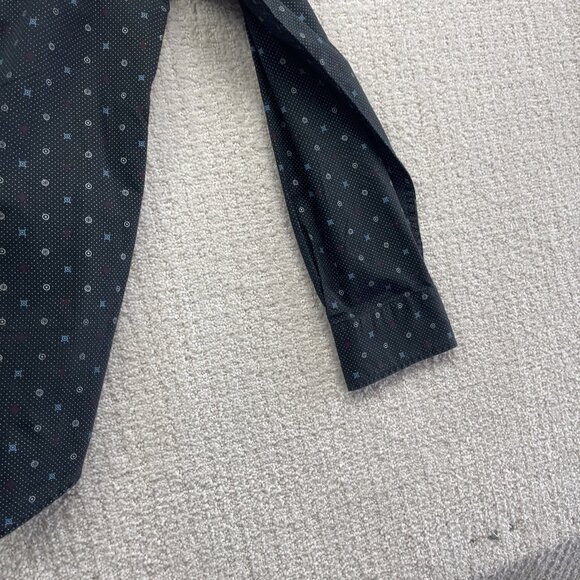 Ben Sherman Shirt Mens XL Dark Blue Geometric AOP Dots Button Down Slim Fit - Picture 11 of 12